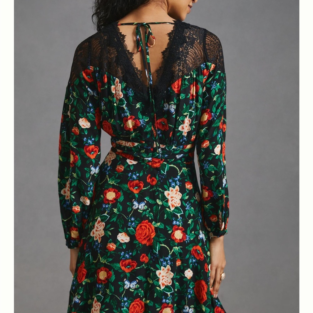 NWT Anthropologie Lacy V-Neck Mini Dress, Size 2 - Picture 2 of 14